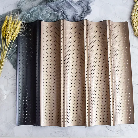 Non-Stick Perforated Baguette Pan Carbon Steel French Bread Baking Tray Wave Loaf Bake Mold For Oven Kitchen DIY Tool