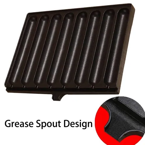 Poêle à Griller les Saucisses 8 Tubes en Aluminium Antiadhésif Machine à Hot-Dog Portable Avec Bec de Vidange pour Barbecue Gaz