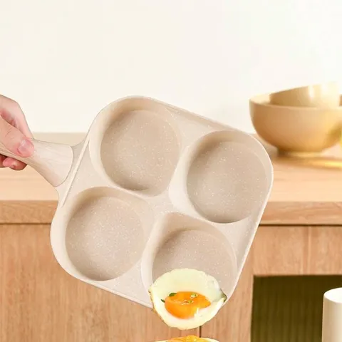 Poêle à Œufs Burger à Quatre Trous Antiadhésive en Alliage d'Aluminium Approfondie pour Cuisinière à Gaz et à Induction Ustensiles de Cuisine