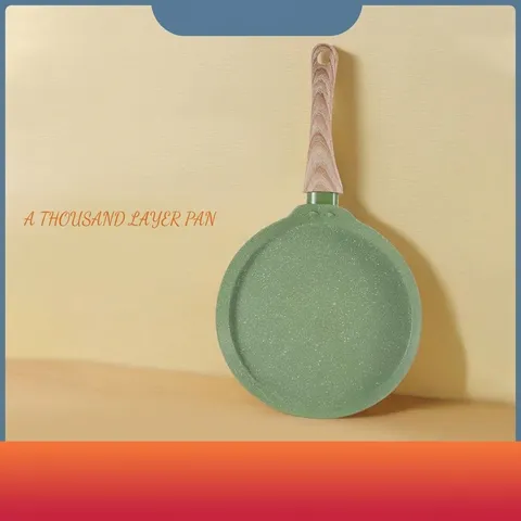 Sartén para Crepes de Aluminio Antiadherente Coreana Sartén Multifuncional Con Mango de Baquelita Grano de Madera para Panqueques Desayuno Cocina
