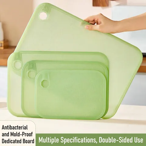 Antibacterial Non-Slip Plastic Cutting Board For Kitchen Fruit Vegetable Meat Classification Frosted Surface Hanging Hole Green