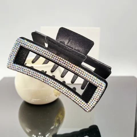 Pince à Cheveux Élégante en Strass de Flocage Géométrique Grand Clip en Velours Carré Accessori de Cheveux Mode pour Femmes