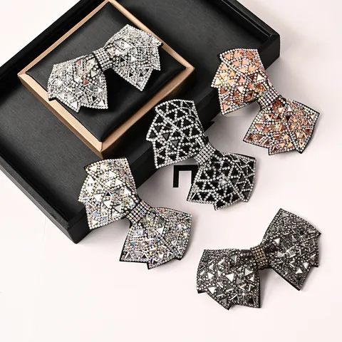 Mode Elegante Strass Schmetterling Schleife Haarspange Für Damen Geometrische Kristall Haarnadel Glänzender Haarschmuck