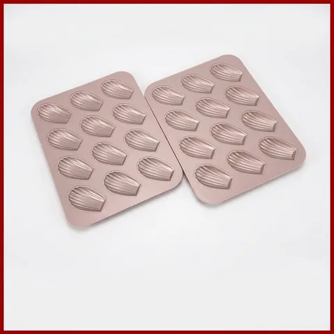 Carbon Steel Madeleine Pan Shell Shaped Non-Stick Multi-Cavity Baking Tray Gold Cake Mold For Home Kitchen Oven Baking