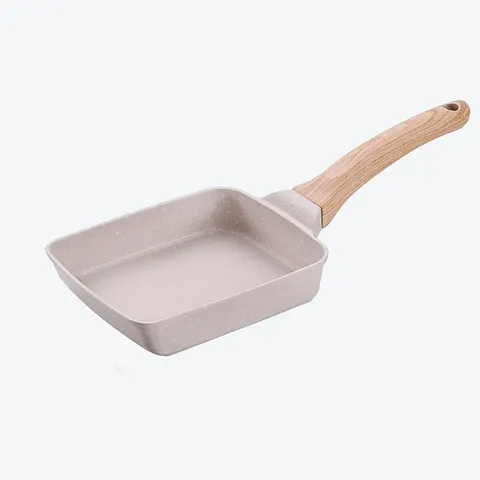 Padella Giapponese per Tamagoyaki in Pietra Maifan Antiaderente Rettangolare per Omelette Con Impugnatura Legno per Induzione Gas