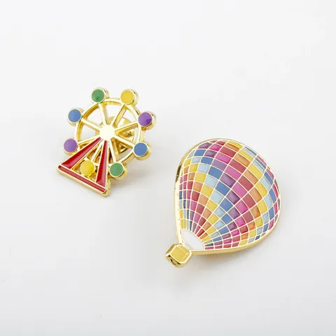 Creative Colorful Enamel Alloy Hot Air Balloon Ferris Wheel Brooch Badge Cartoon Lapel Pin For Backpack Clothing Accessories Women Men Jewelry