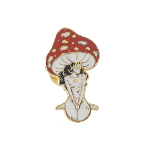 Cute Mushroom Anime Girl Alloy Brooch Creative Mushroom Girl Enamel Pin Badge Fashion Clothing Backpack Accessories