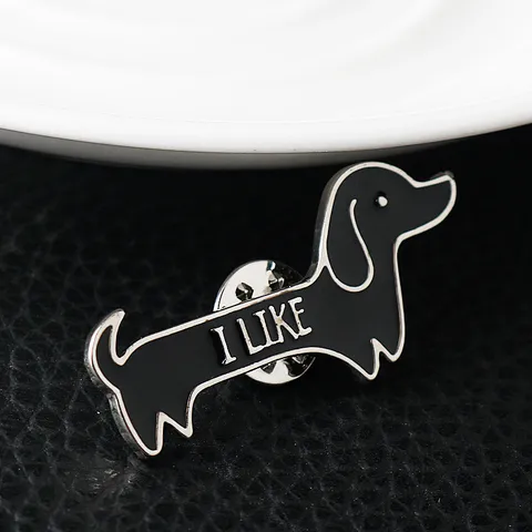 Schattige Cartoon Teckel Hond Legering Brooch I Like Letter Geemailleerde Badge Kleding Tas Pin Mode Sieraden Cadeau