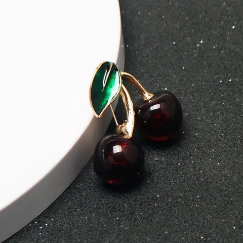 Creative Fashion Cherry Brooch Minimalist Fruit Versatile Suit Apparel Corsage Alloy Pin Jewelry