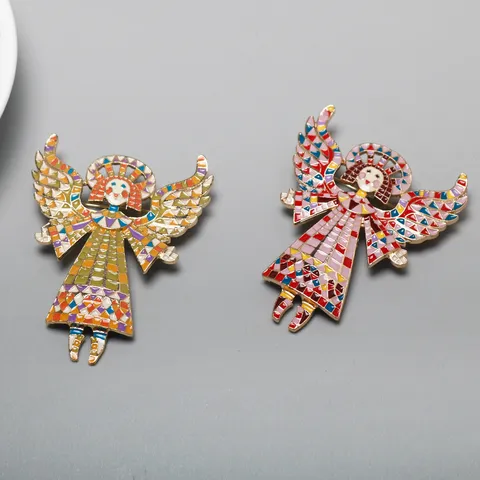 Painted Enamel Angel Girl Wings Alloy Brooch Cute Cartoon Character Lapel Pin Fashion Clothing Jewelry Accessory