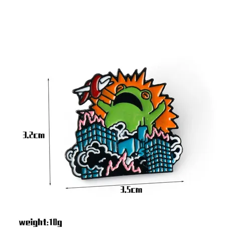Simpatica Spilla con Rana Fungo Cartoon in Lega Galvanizzata Smalto Badge Creativo Spilla Risvolto Animale per Borsa Abiti Gioielli