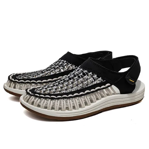 Sandali Intrecciati da Uomo Estate Esterni Spiaggia Scarpe Casual Traspiranti Antiscivolo Piatte Calzature Sportive da Passeggio