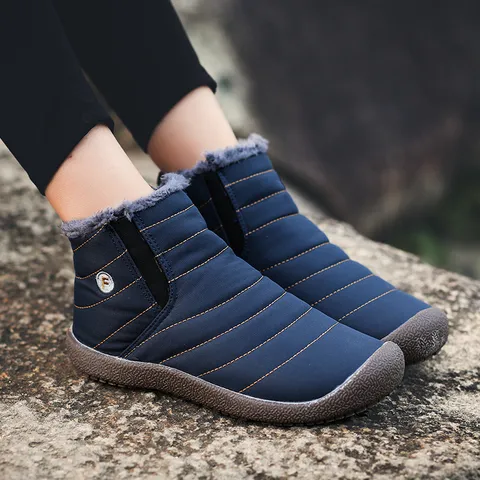 Unisex Winter Snow Boots Waterproof Fleece Lined Warm Outdoor Casual Cotton Shoes Non-Slip Ankle Boots For Men Women