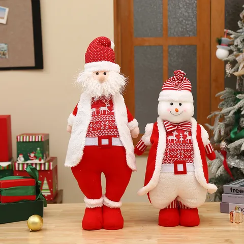 Weihnachten Teleskop Puppe Festliche Stoff Plüsch Weihnachtsmann Schneemann Rentier Stehende Ornamente Wohnkultur Neujahrsgeschenk