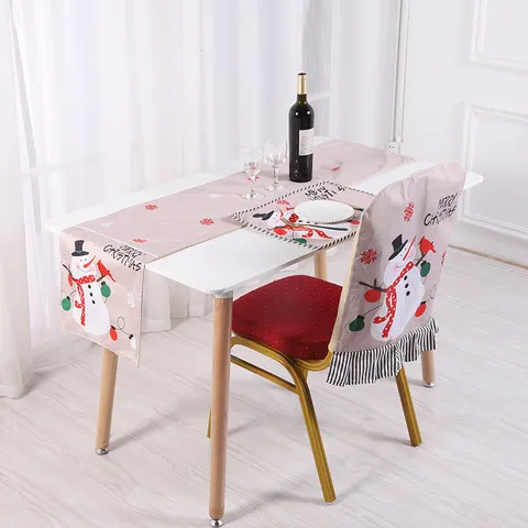 Christmas Linen Blend Table Mat Santa Claus Snowman Printed Placemats For Dining Table Xmas Home Party Decorative Mats