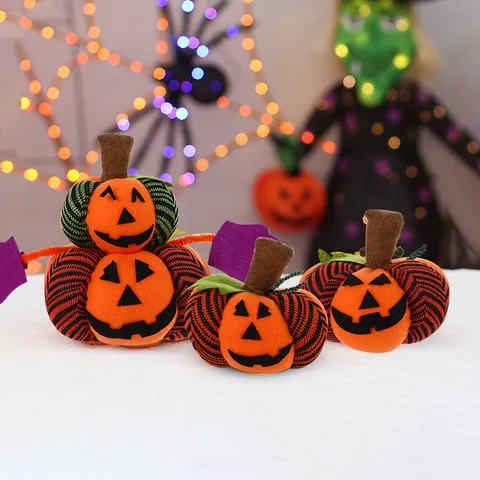 Halloween Kürbiskopf Tischdeko Vliesstoff Jack-O-Lantern Puppe Gestreifte Handwerk Desktop Dekor Für Party Requisiten Geschenk
