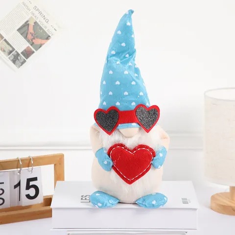 Valentine's Day Heart Glasses Gnome Faceless Doll Ornament Scandinavian Style Handmade Fabric Rudolph Doll Home Party Decoration