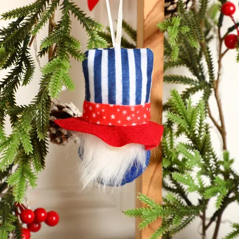 Patriotic Faceless Gnome Hanging Ornament Patriotic Rudolph Doll Decoration Stars And Stripes Fabric Gnome Plush Hanging Pendant For 4th Of July Home Holiday Party Decoration