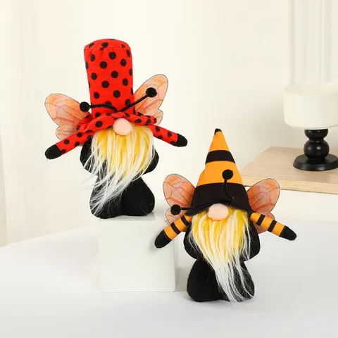 Bee Festival Faceless Gnome Knitted Doll Ladybug Rudolph Ornament Spring Harvest Home Table Decor Festive Party Gift