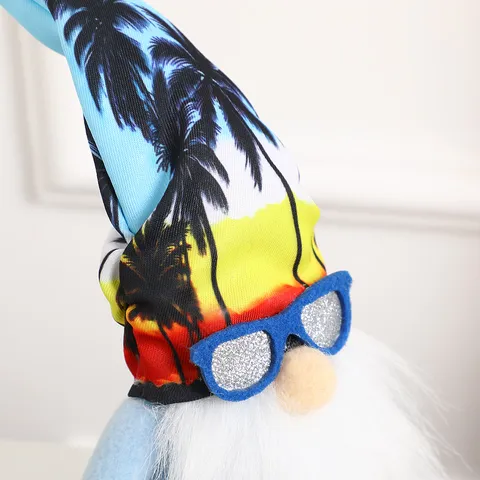 Summer Beach Gnome Nautical Decoration With Sunglasses Palm Tree Ocean Theme Handmade Faceless Doll For Home Party Table Decor