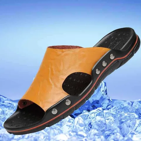 Heren Echt Lederen Casual Sandalen Zomer Retro Buiten Strand Slippers Slip-on Antislip Schoenen