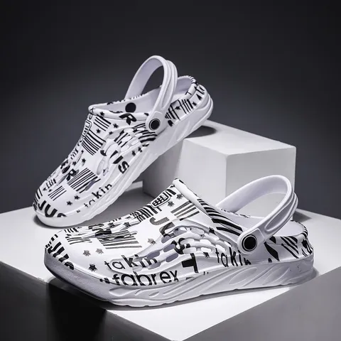 Heren Dames Zomer Buiten Tuin Clogs Casual Graffiti Bedrukt EVA Strand Sandalen Instapper Waterdichte Schoenen