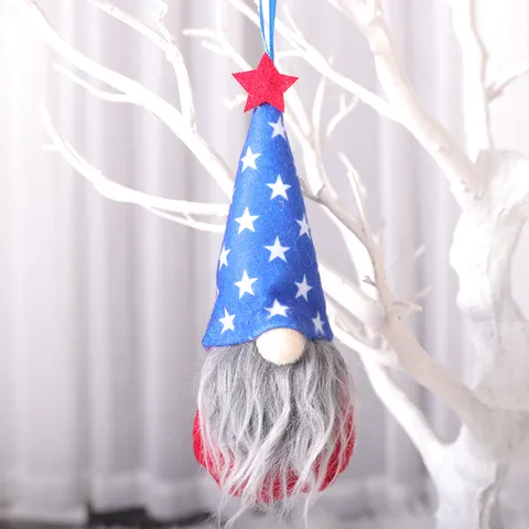 Independence Day Faceless Gnome Hanging Decoration American Patriotic Star Stripe Plush Dwarf Doll Ornament Home Party Decor