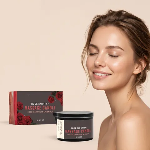 Scented Rose Aromatherapy Massage Candle Natural Soy Wax Moisturizing Body Oil Candle For Spa Home Relaxation