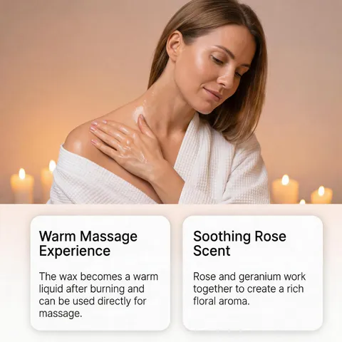Scented Rose Aromatherapy Massage Candle Natural Soy Wax Moisturizing Body Oil Candle For Spa Home Relaxation