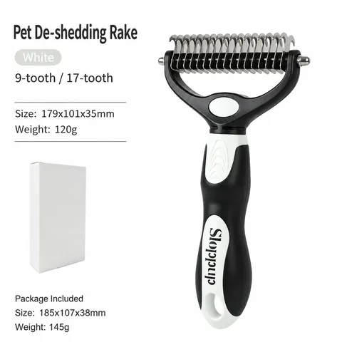 Pet Dematting Comb Double Sided Undercoat Rake For Cats And Dogs Hair Removal Tool Pet Grooming Supply