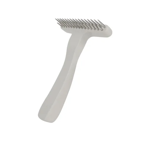 Pet Rake Comb Solid Wood Metal Double Row Pins Dog Grooming Tool for Detangling De-shedding Pet Hair Care Brush