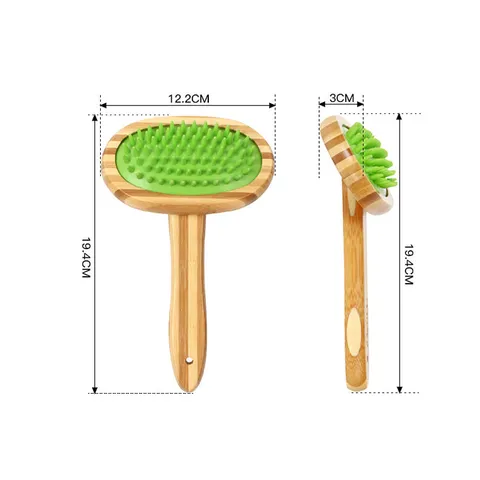 Natural Wooden Handle Pet Grooming Brush Double Sided Slicker Brush Deshedding Tool For Dogs Hair Care