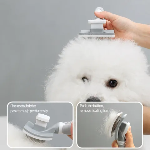 Pet Grooming Brush Cat Dog Deshedding Comb Stainless Steel Needle Pet Hair Removal Tool Professional Pet Care Supplies