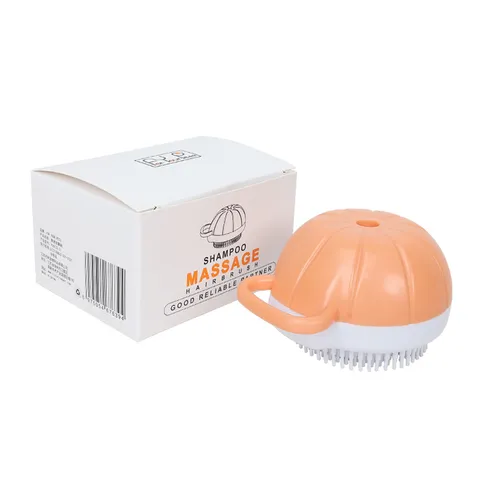 Pumpkin Shape Pet Bath Brush TPR Soft Bristles Dog Grooming Massage Comb with Liquid Storage Design Bathing Tool