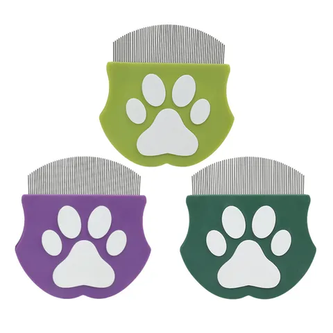 Pet Flea Comb Metal Fine Tooth Dog Cat Face Detail Flea Removal Grooming Comb Cat Paw Handle Portable Pet Care Tool