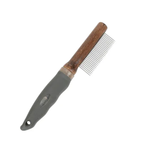 Set de Cepillo de Aseo para Mascotas con Mango de Madera Peine de Puntas de Acero Inoxidable para Gatos y Perros Cuidado Diario