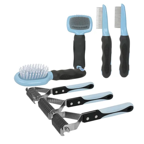 Pet Grooming Brush Slicker Flea Comb Double Sided Hair Removal Tool For Cat And Dog Daily Hair Care Plastic Metal Pins