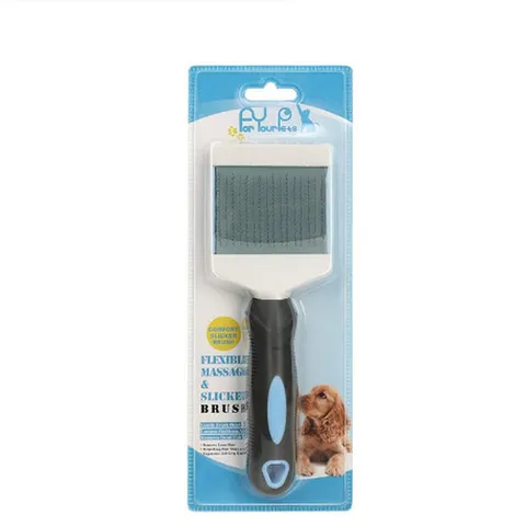 Pet Grooming Brush Slicker Flea Comb Double Sided Hair Removal Tool For Cat And Dog Daily Hair Care Plastic Metal Pins