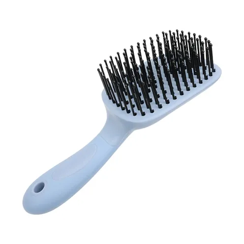 Almohaza para Caballos Cepillo de Aseo de Nylon Mango TPR Antideslizante Herramienta de Limpieza de Crin Azul