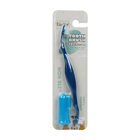 Pet Toothbrush Set Dual-Head Toothbrush And Finger Toothbrush For Dogs And Cats Oral Cleaning Tool