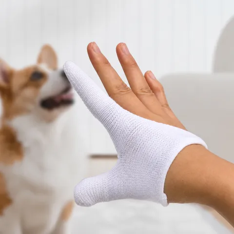 Huisdier Vinger Tandenborstel Zacht Katoengaren Hond Kat Tanden Reiniging Gereedschap Tandverzorging Vingerling