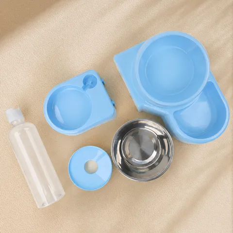 Automatic Cat Water Dispenser And Double Bowl Pet Feeding Station Plastic Stainless Steel Food Water Feeder Bowl Set