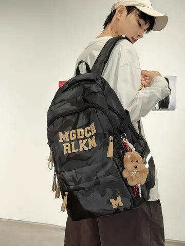 Nylon Camouflage School Backpack Large Capacity Breathable Spine Protection Bookbag For Teen Girls Junior High Students