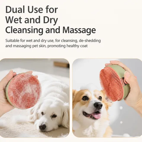 Haustier Badebürste Silikon Hund Katze Baden Massagebürste Tragbarer Shampoo Spender Fellpflege Werkzeug Für Haustiere
