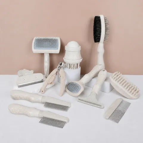 Pet Grooming Brush Set Wheat Straw Eco-Friendly Dog Cat Shedding Comb Flea Comb Deshedding Tool Pet Care Supplies