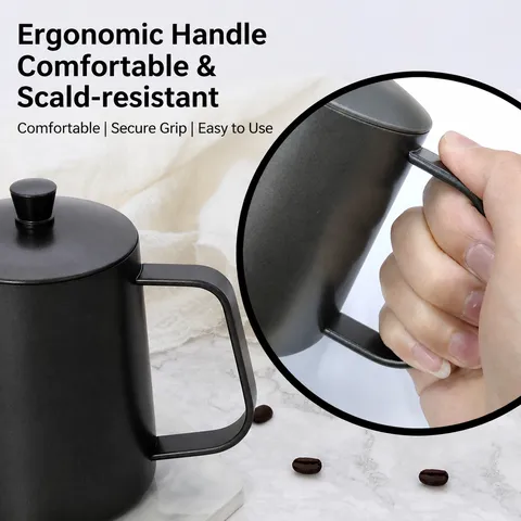 Stainless Steel Drip Coffee Kettle With Thermometer Long Thin Spout Gooseneck Coffee Pot For Home Kitchen Camping