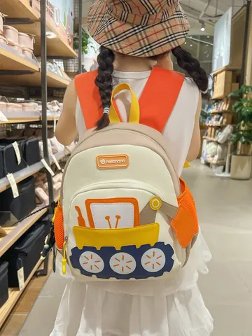 Kinder Schultasche Cartoon Bagger Bedruckt Kleinkind Anti Verlust Rucksack Für Kindergarten Jungen Mädchen Farbblock Daypack