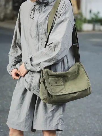 Vintage Gewaschene Leinwand Umhängetasche Große Kapazität Schultertasche Für Damen Herren Casual Pendeln Retro Kuriertasche