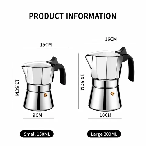 Stainless Steel Moka Pot Italian Espresso Maker Octagonal Coffee Pot With Heat Resistant Handle Household Coffee Machine