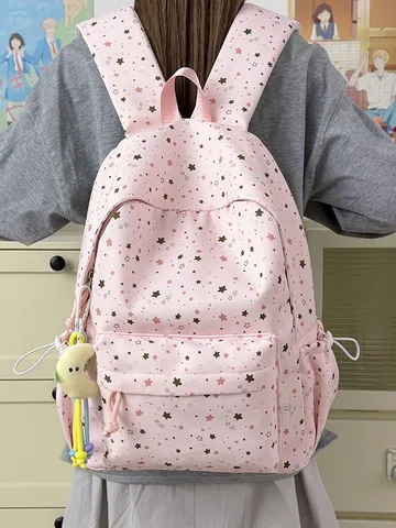 Japanese Style Star Print Backpack Large Capacity Lightweight Pressure-Reducing Student School Bag For Primary Middle School Girls